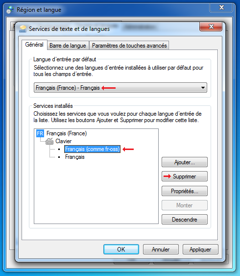 Désinstallation du clavier FR-OSS sous Windows 7 (Suite)