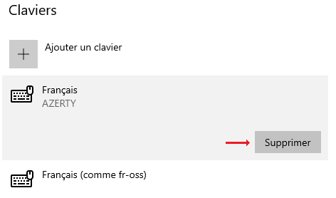 Suppression du clavier français sous Windows 10