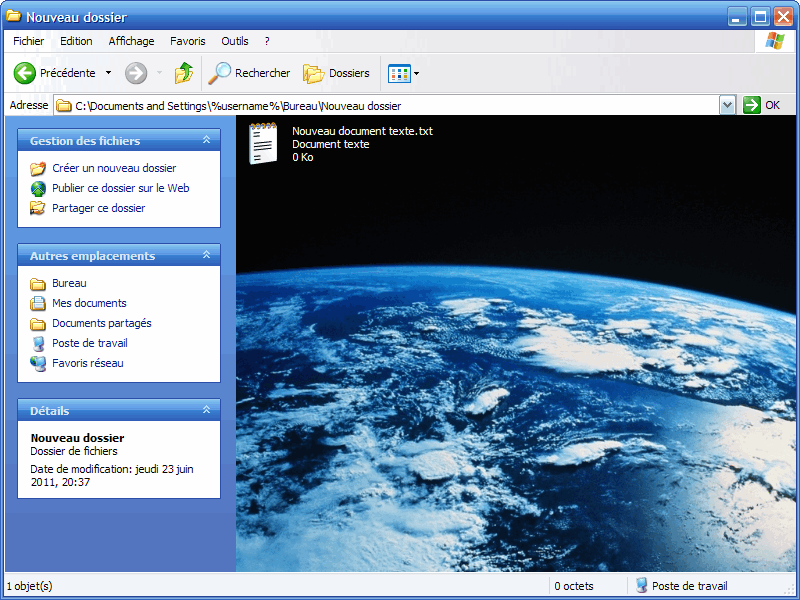 Dossier personnalisé sous Windows XP