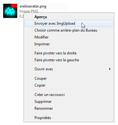 ImgUpload dans le menu contextuel des fichiers